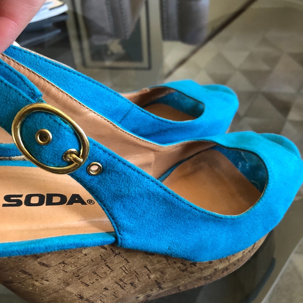 Blue Buckled Wedges - Picture 3 of 4